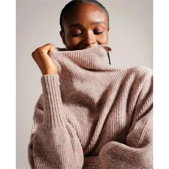 Ted Baker London NWT Cchloe Wool Blend Turtleneck Sweater Lt Pink Womens 10 (4) - Picture 6 of 13